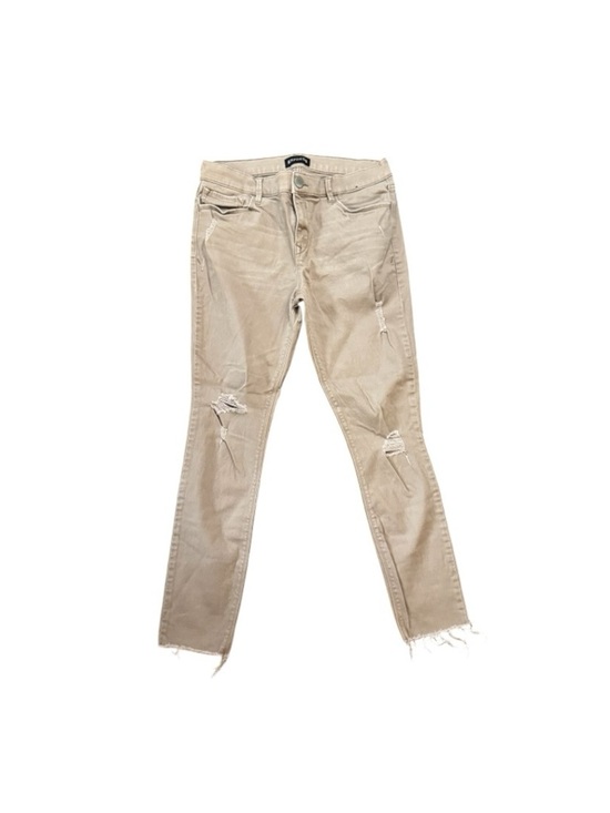 Express Denim - Express Beige Distressed Skinny Jeggings